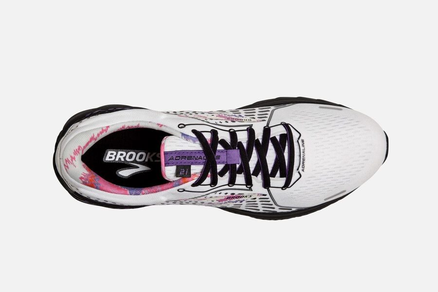 Brooks Running Shoes Mens White/Black/Purple - Adrenaline GTS 21 Road - 6089-GSBMF